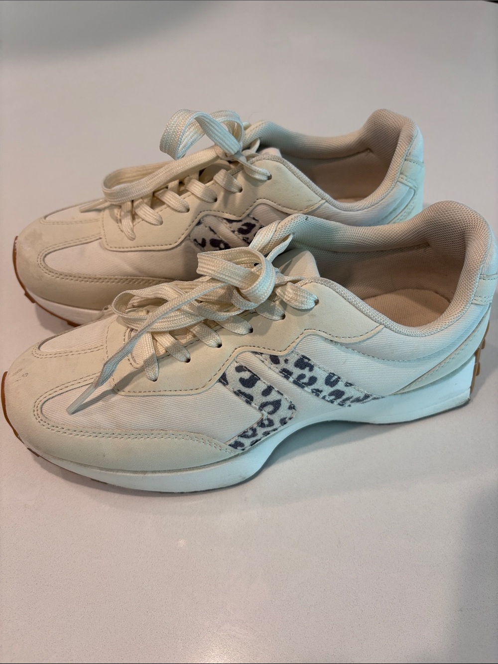 Serra Neutral Women's Athletic Sneakers with Leopard Accent 7